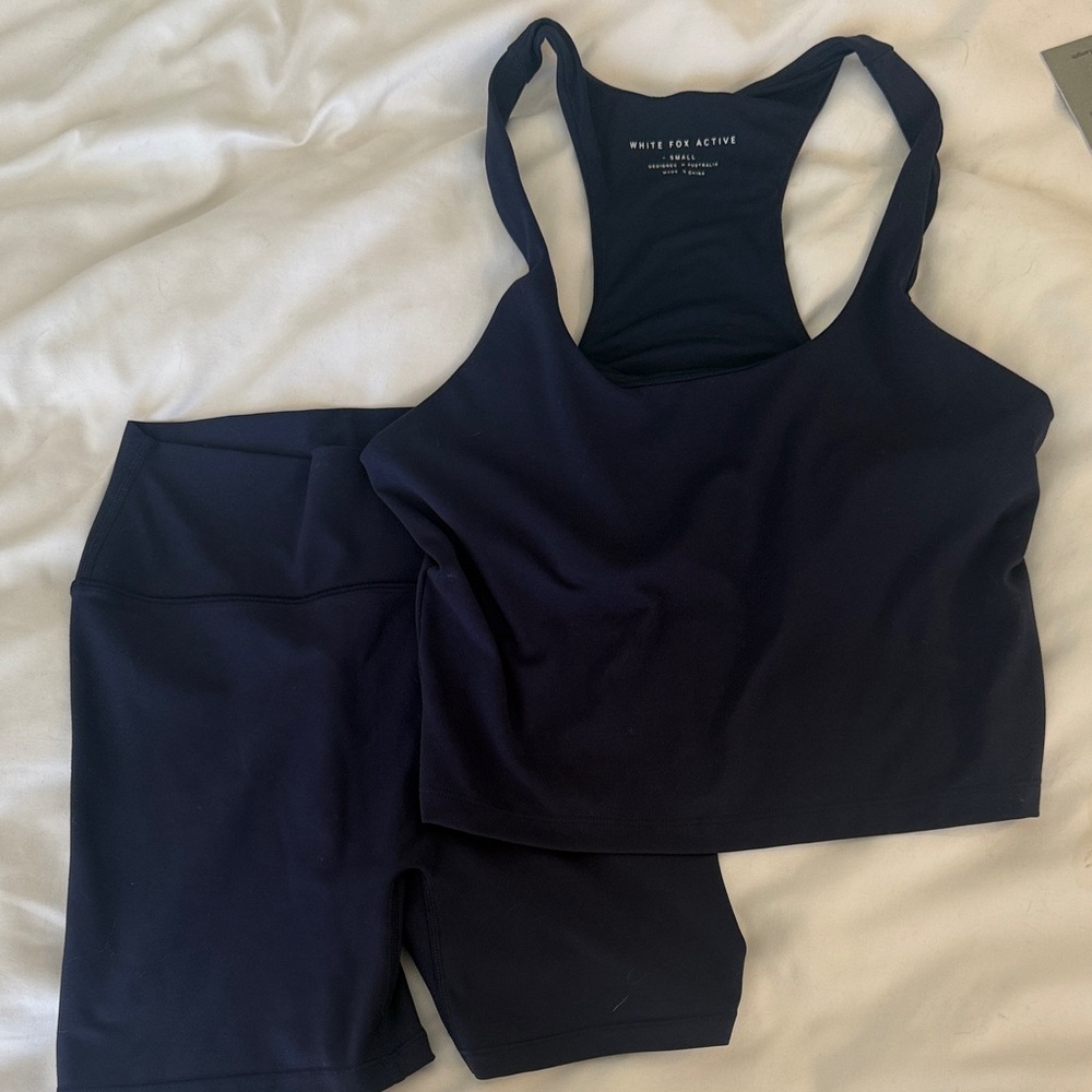 White Fox Boutique Navy Racerback Tank Top